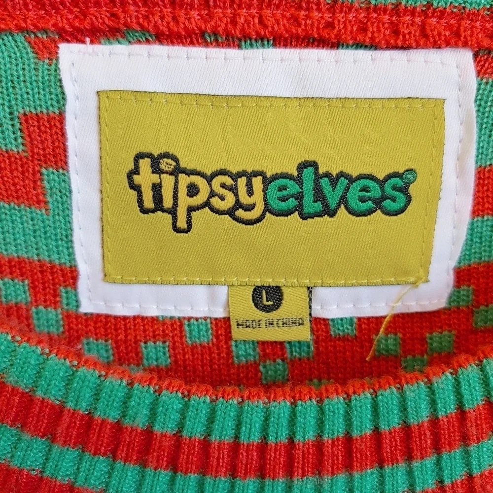 Tipsy Elves Men's Bottle Opener Crew Neck Knit Ugly Christmas Sweater Sz L